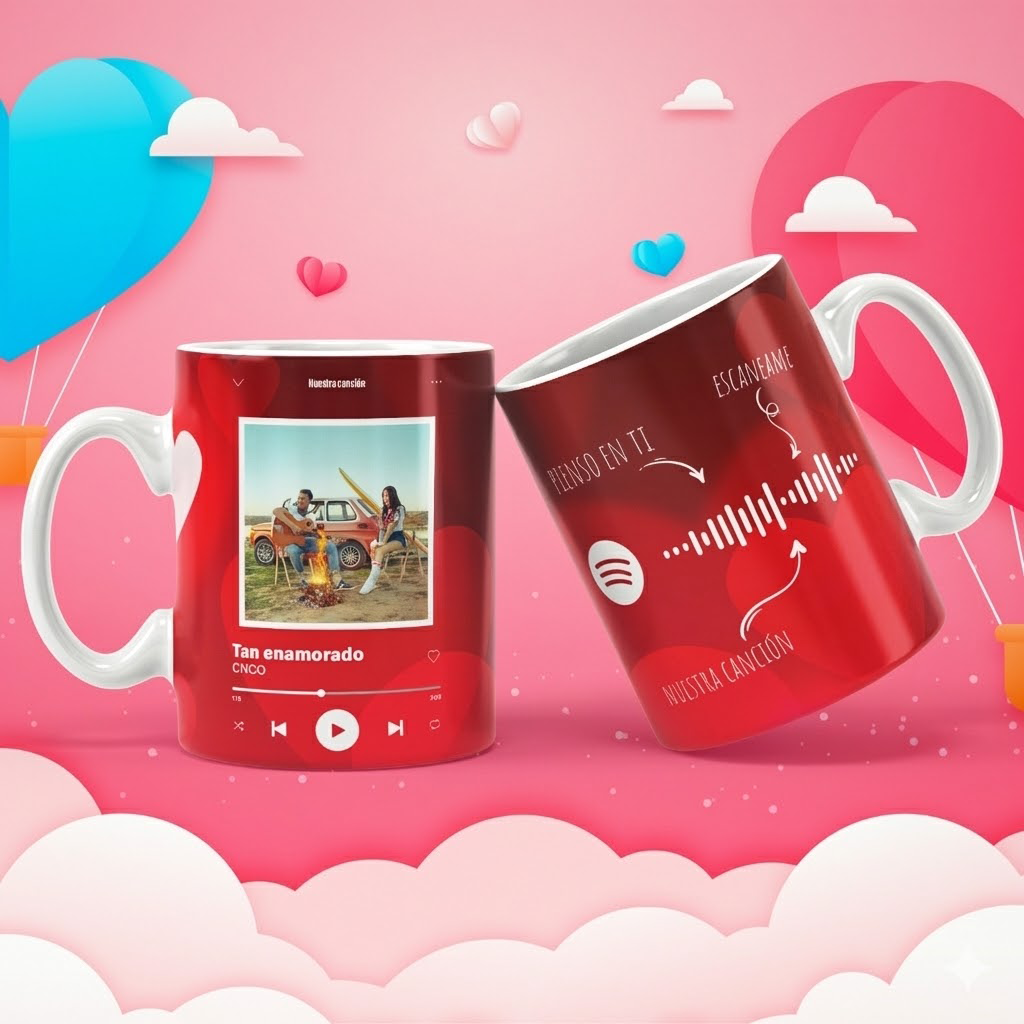 Taza Spotify Personalizada fondo Rojo Maruja Piruja Taza Spotify - Imagen 2