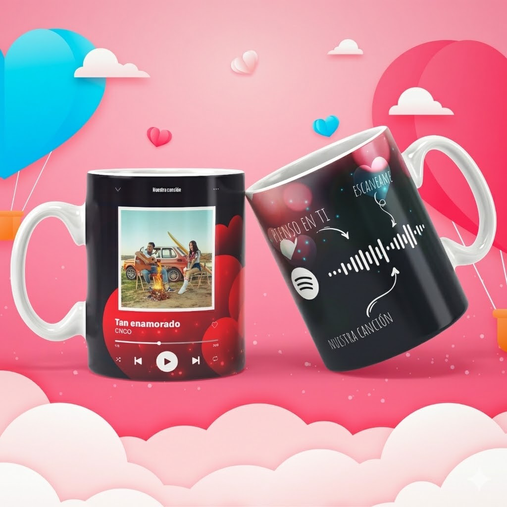Taza Spotify Personalizada fondo Rojo Negro Maruja Piruja Taza Spotify - Imagen 5
