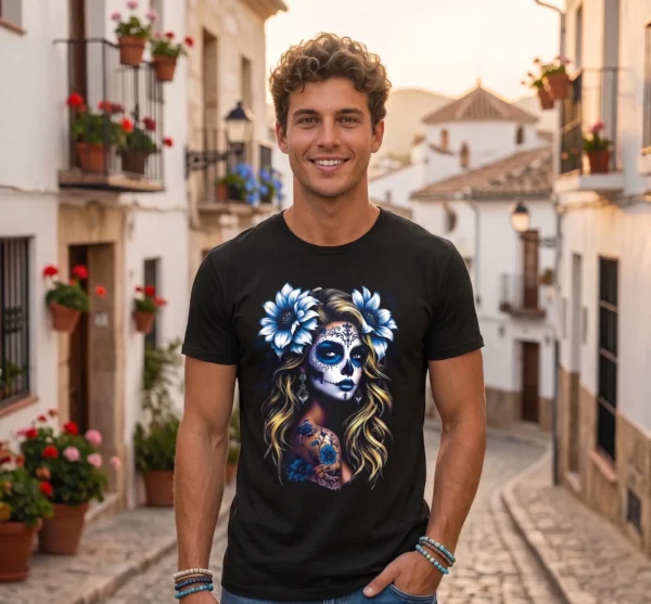 Camiseta "Blue Katrina" - Calavera Mexicana