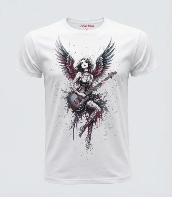 Camiseta tienda maruja Piruja Blanca Electric Darkness Camiseta "Electric Darkness" - Angel Rockero