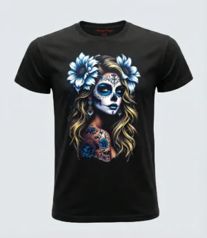 Tienda maruja Piruja Camiseta "Blue Katrina" - Calavera Mexicana Camiseta "Blue Katrina" - Calavera Mexicana