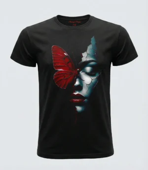 Camiseta "Metamorfosis Rota" - Rostro y Mariposa Roja