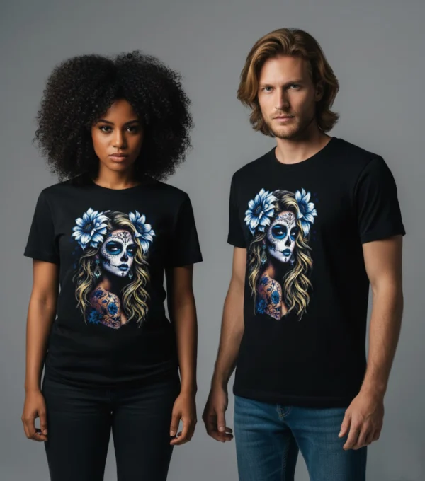 Camiseta "Blue Katrina" - Calavera Mexicana