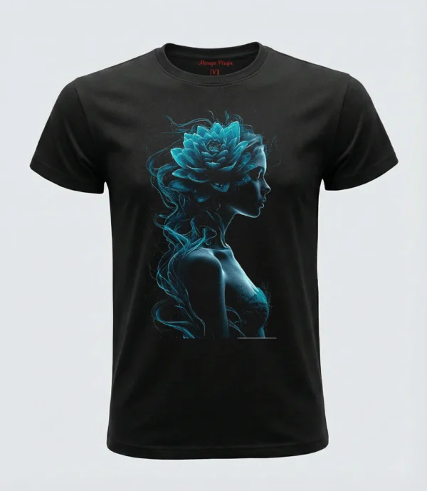 Camiseta "Silueta Loto Azul" - Diseño Místico