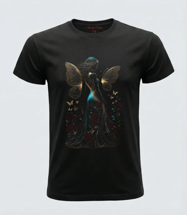 Camiseta "Silueta Alada" - Hada y Mariposas Doradas