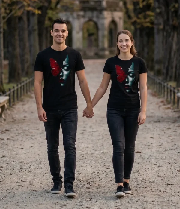 Camiseta "Metamorfosis Rota" - Rostro y Mariposa Roja