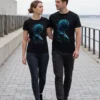 Camiseta "Silueta Loto Azul" - Diseño Místico