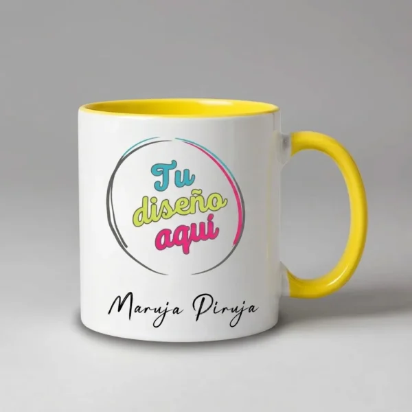 Tazas de colores Amarilla 2 Taza Personalizada de Cerámica Colores